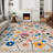 Nature Voja Floral Non-Slip Machine Washable Colorful Modern Area Rug in White for Living Room, Bedroom, Hallway Runner, Entryway Rugs-1195127320