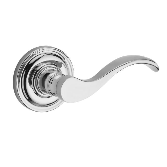 Curve Single Dummy Door Lever with Traditional Round Rose Baldwin 