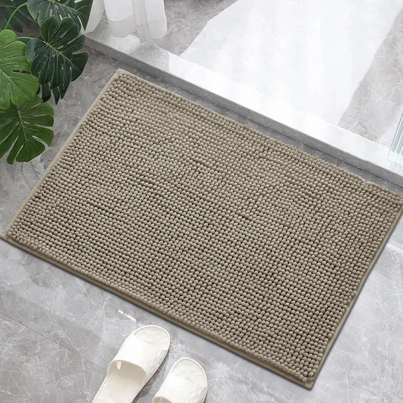 Neveaha Luxury Chenille Soft Absorbent Microfiber Rectangle Bath Mat, 2cm H x 50cm W x 80cm D, Cream