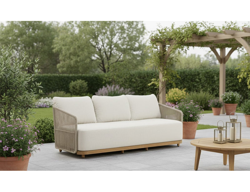 Canapé d'extérieur en teck Alpine, Beige