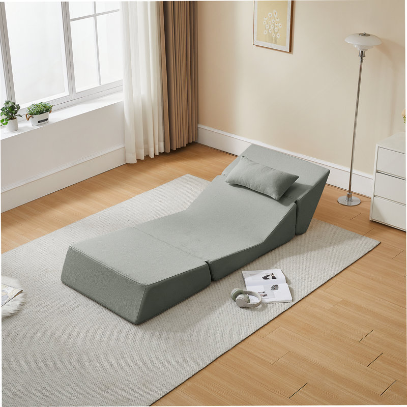 [Nouvelle arrivée] Canapé convertible en tissu d'alpaga de loisirs, canapé-lit 2 en 1 fonctionnel et fonctionnel, Gris