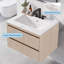 Meuble-lavabo mural moderne cannelé de 61 cm (24 po), 2 tiroirs, lavabo en céramique blanche, revêtement en PVC imperméable-1989052056-1989052059