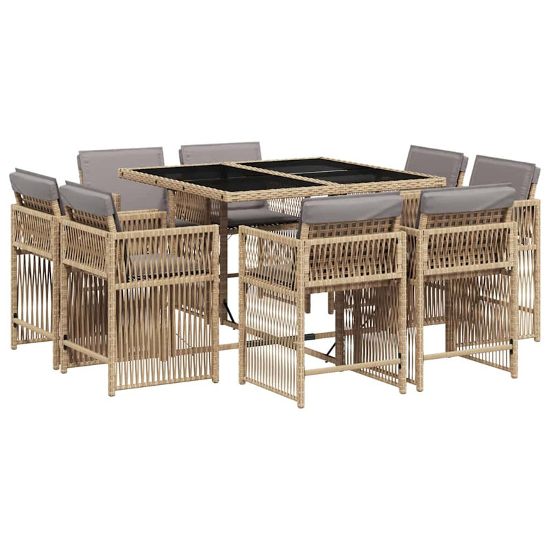 Patio Dining Set with, 73cm H x 110cm W x 106cm D, Mix Beige, Grey