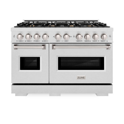 ZLINE 48" Classic Double Oven Gas Range in DuraSnow Stainless w/ 8 Brass Burners