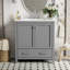 Meuble-lavabo de 30 po gris. Lavabo simple avec mécanisme de fermeture en douceur. Armoire de rangement à 2 portes et 1 tiroir. Armoire en bois massif gris, évier, efficacité de travail-296701721-296701722