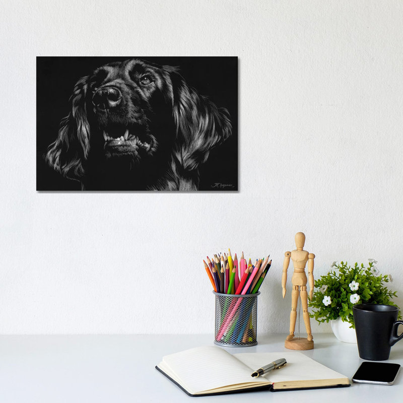 Canine Scratchboard XV by Julie T. Chapman - Wrapped Canvas Print, 20.32 cm H x 30.48 cm W