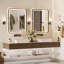 Miroir de salle de bain lumineux à DEL avec cadre en aluminium, éclairage avant et arrière, antibuée, 3 températures de couleur et intensité variable-1347892816-1347892817