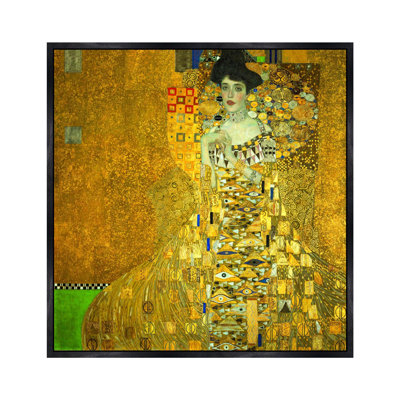 Reproduction giclée sur toile encadrée « Adele Bloch-Bauer I » de Gustav Klimt, décoration murale pour salon, maison ou bureau (cadre fin noir, 50 x 50 cm)