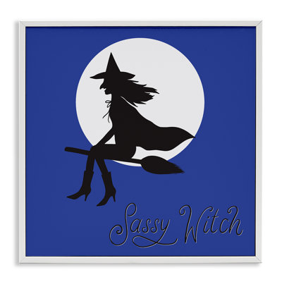 Sassy Witch & Full Moon Framed Giclee, design by Sazerelli Designs