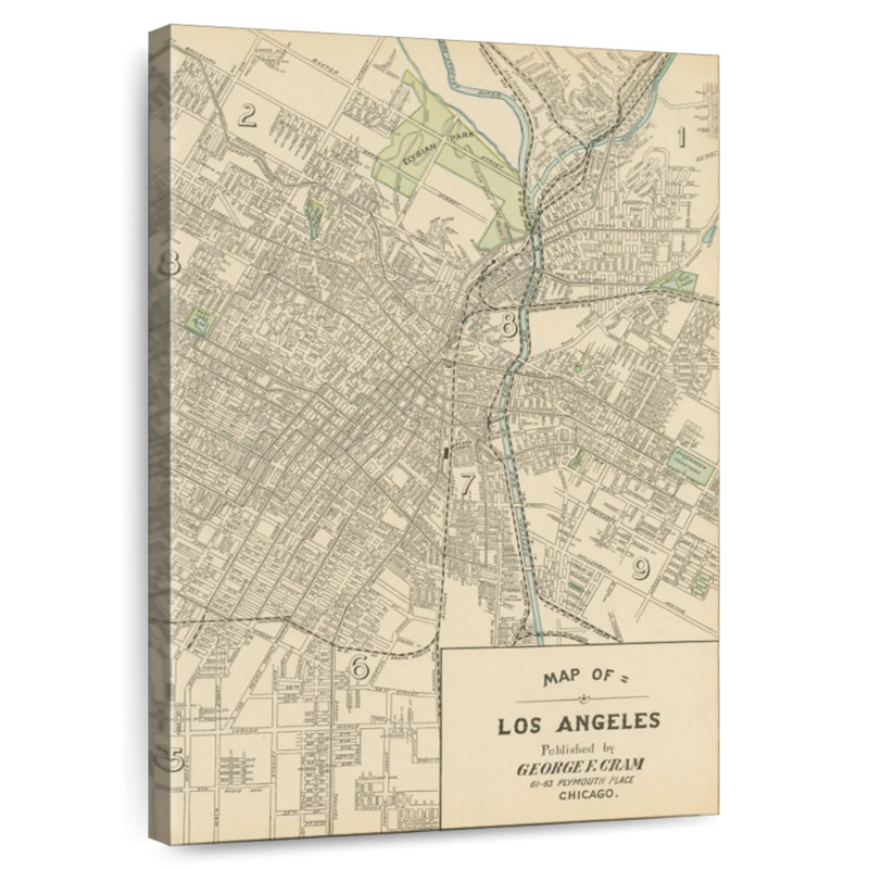Carte de Los Angeles, H 39 po x l 26 po