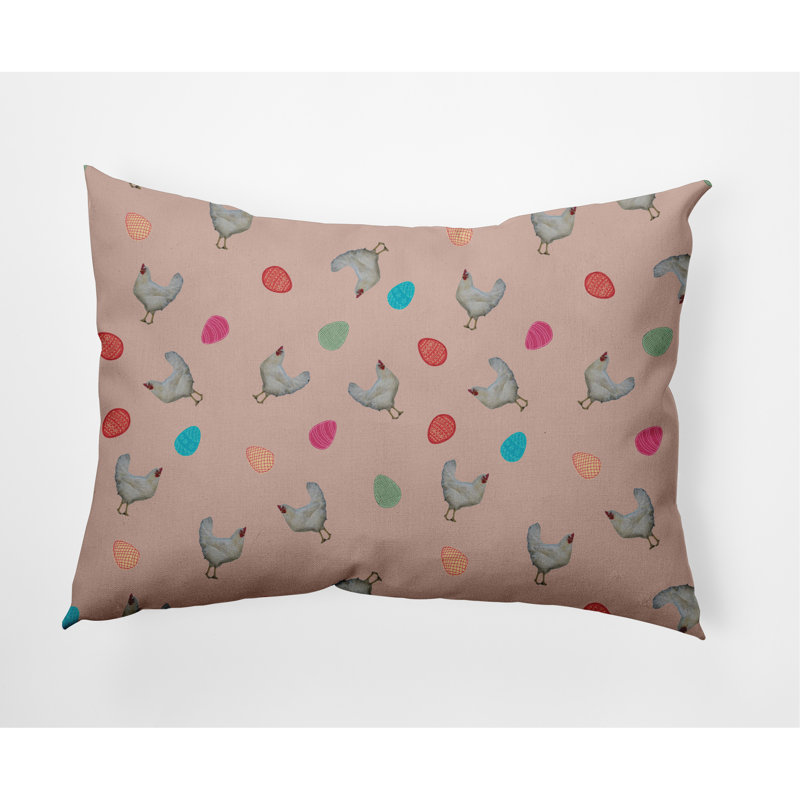 Housse et insert pour coussin décoratif décoratif Chickens and Eggs, Rouge délavé
