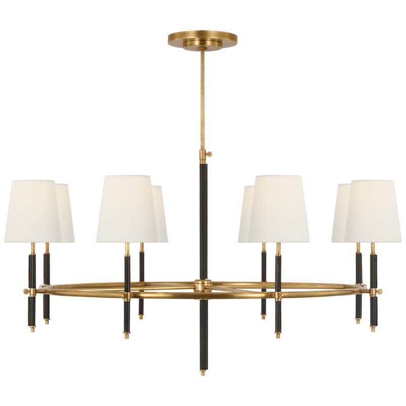 Bryant 8 - Light Chandelier, Hand-Rubbed Antique Brass/Chocolate Leather