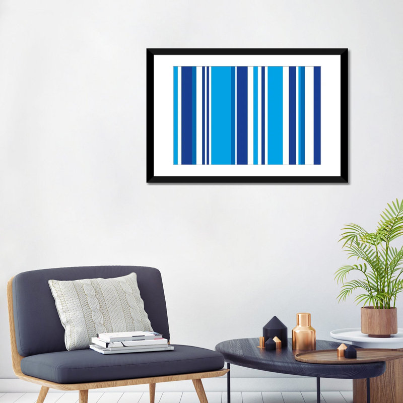 « stripeed », impression sur toile tendue Falsterbo, H 24 po x l 32 po x P 1 po, Papier d'art encadré noir, Blanc
