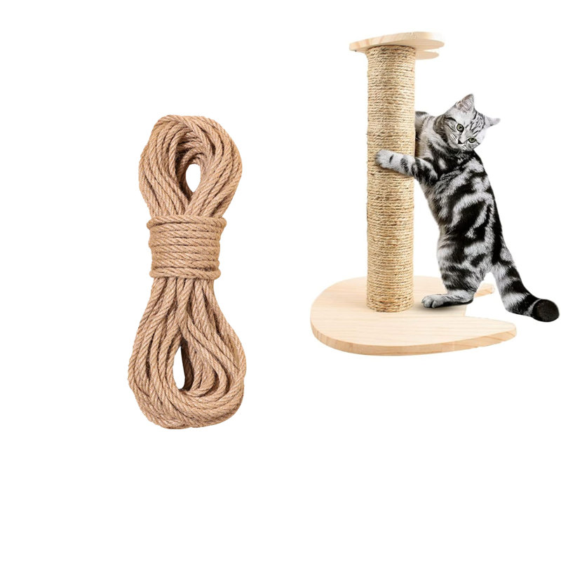Rope for Cat Scratching Post, Natural Hemp Rope for Scratching Post Tree Replacement, Cat Scratching Sisal Rope,8mm Thick Natural Jute Rope for Scratch Posts, Cat Trees, DIY Projects