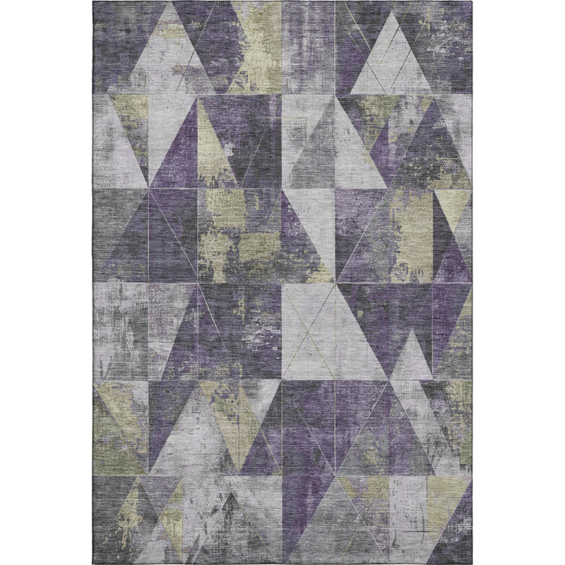 Premium Machine Washable Fairwood AMF1888 Geometric Rug, Rectangle 5' x 7'6"