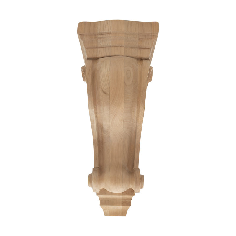 12-1/2 in x 5-3/8 in x 5-5/8 in Unfinished Solid Classic Traditional Plain Wood Corbel, Cherry