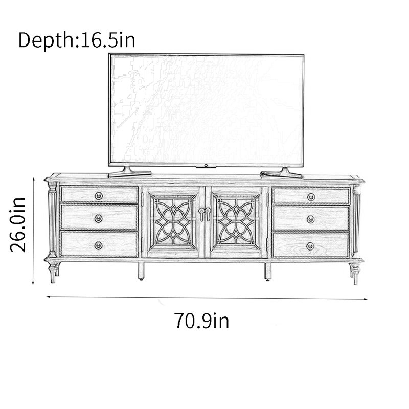Vintage dark walnut TV cabinet, 70.9"