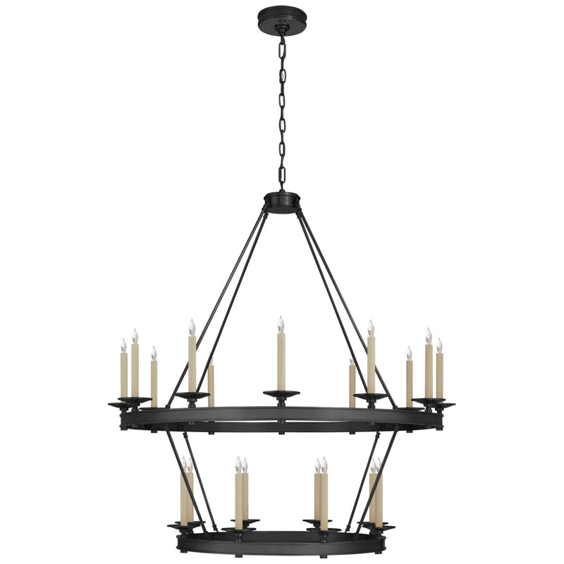 Chapman & Myers Launceton Two Tiered Chandelier, 47.5" H x 43.25" W x 43.25" D, Bronze