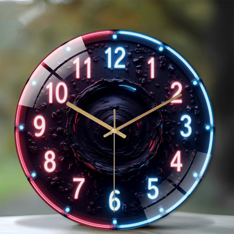Horloge murale élégante en néon pour horloge murale 12 po