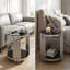 Modern Luxury Coffee Table and Side Table Set, 2-Piece Oval Black Glass Nesting Tables with Rhythmic Vertical Metal Rods, Polished Chrome Finish for Living Room Office