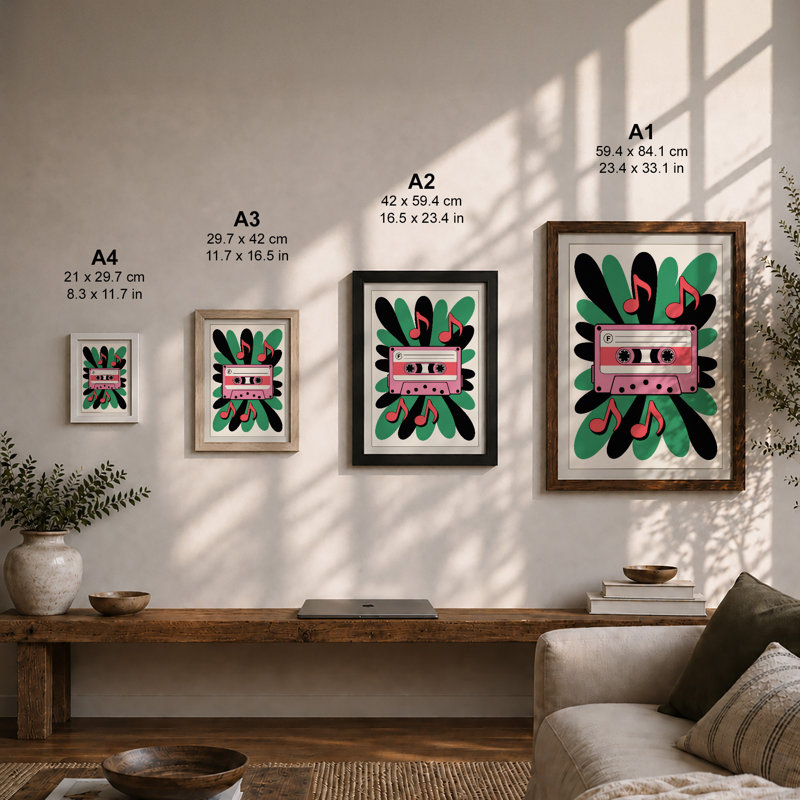 Cassette Dreams Retro - Framed Print, Unframed, A3 - 42.0 x 29.7 cm