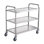Chariot de cuisine, 3 niveaux, chariot roulant en fil métallique d'une capacité de 450 lb, chariot de service en acier sur roulettes, chariot de rangement en métal avec panier incurvé en PP de 80 mm, 6 crochets, pour l'intérieur et l'extérieur