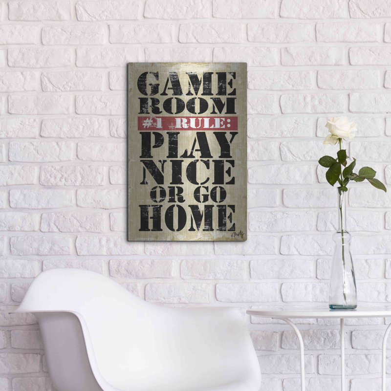 «Game Room # 1 Rules» par Misty Michelle, art mural en métal, H 24 po x l 16 po
