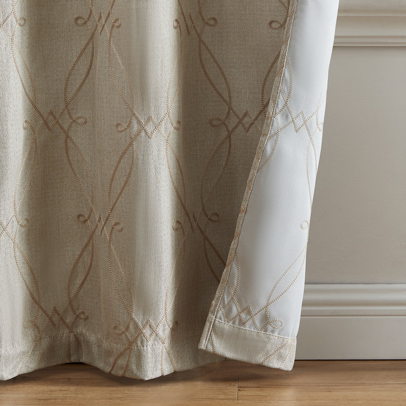 Bylany Lattice Embroidered Blackout Window Curtain Panel Pair, 37" W x 84" L