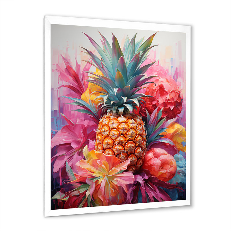 «Tropical Pinapple Fruit», impression sur toile, Cadre photo blanc, H 44 po x l 34 po x P 1,5 po