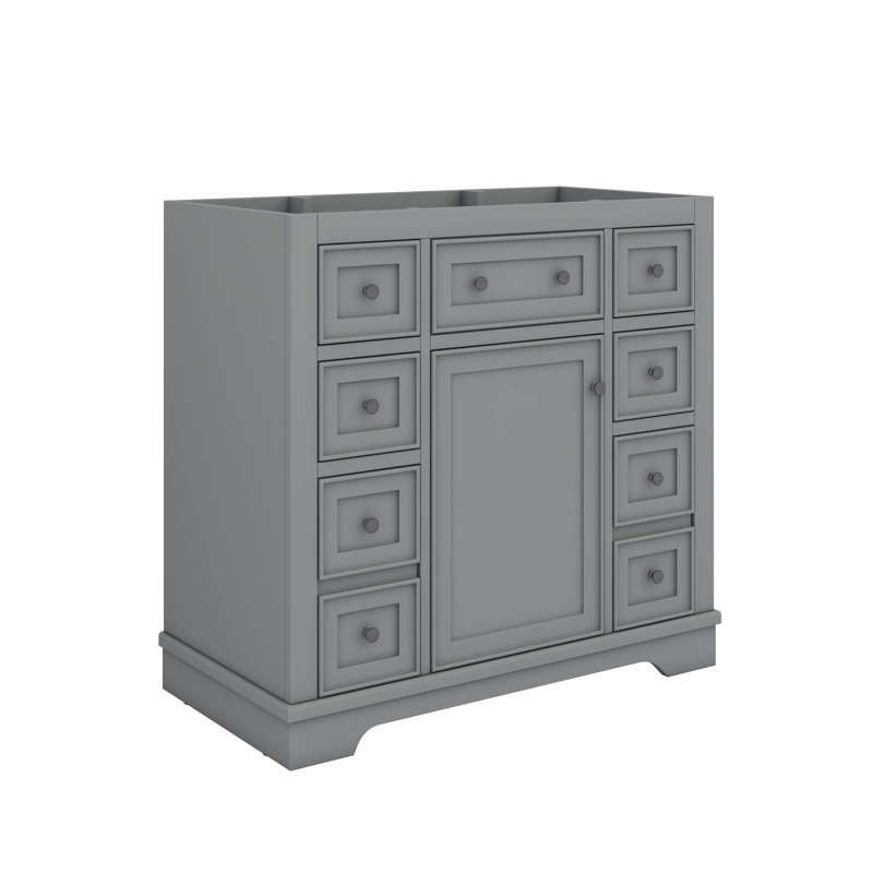 Meuble-lavabo 36 po sans lavabo 36 po avec six tiroirs, Gris