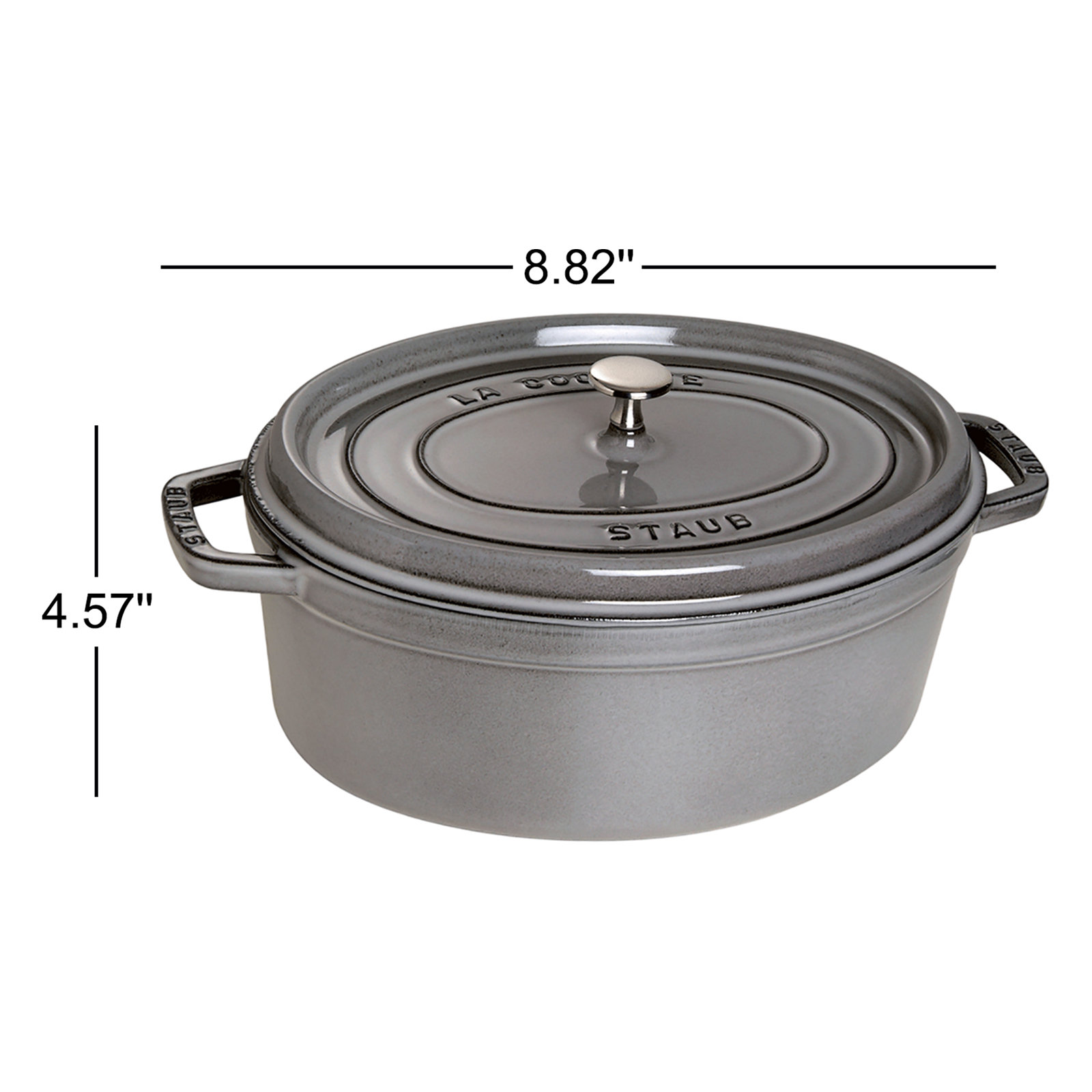 Staub Cast Iron Oval Cocotte, Graphite Gray, 1.06 Quart
