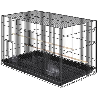 30 Inch Large Parakeet Cage With Rolling Stand And Tray, Ideal For , Small Parrots, , Lovebirds, . Roomy Interior, Carbon Steel, Secure Door, Easy - To Clean Design Tray Bird Parakeets, Featuring