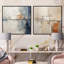 Collage abstrait bleu beige sur route - ensemble de 2 collages abstraits carrés-410683863-410683860