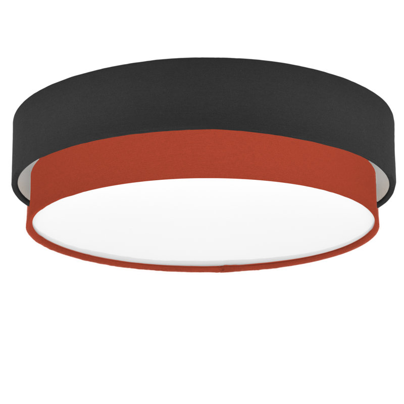 Avory Flush Mount, Black / Brick Red