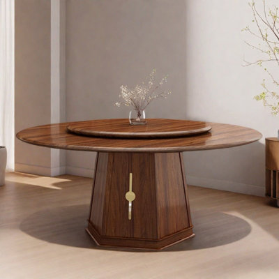 Nouvelle table de salle à manger ronde en bois massif de style chinois