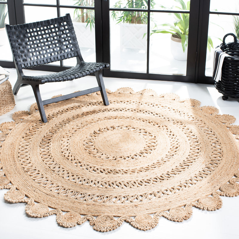 Susana Handwoven Jute Tan Area Rug, Round 5'