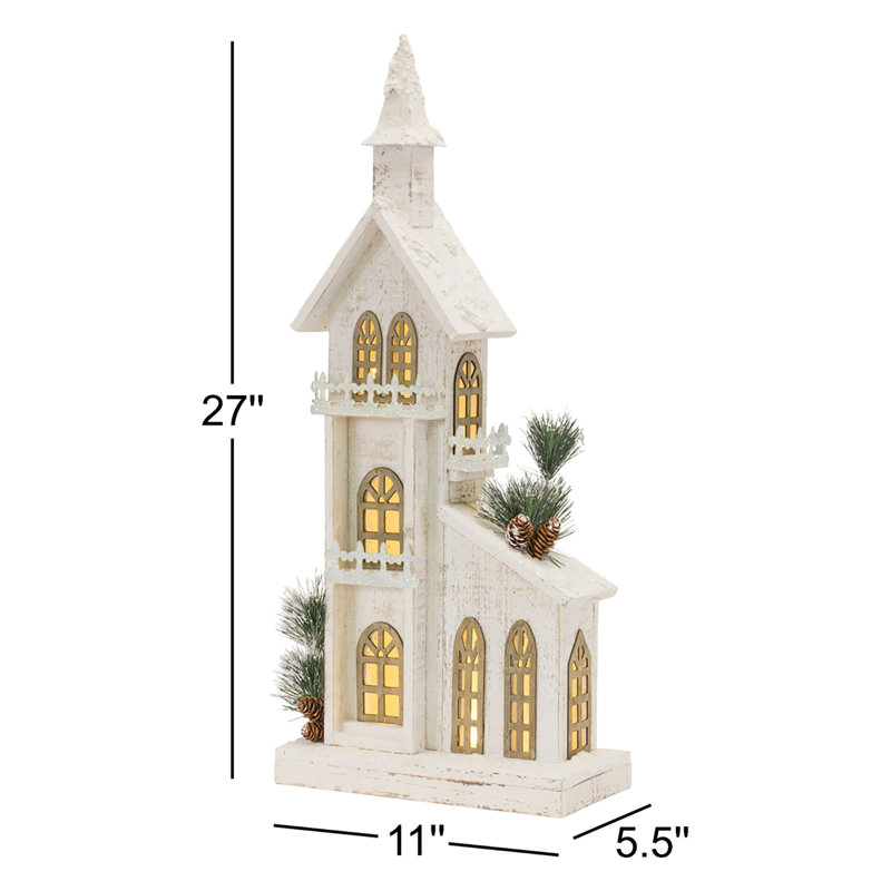Présentoir d'églises lumineuses à DEL H 27 po