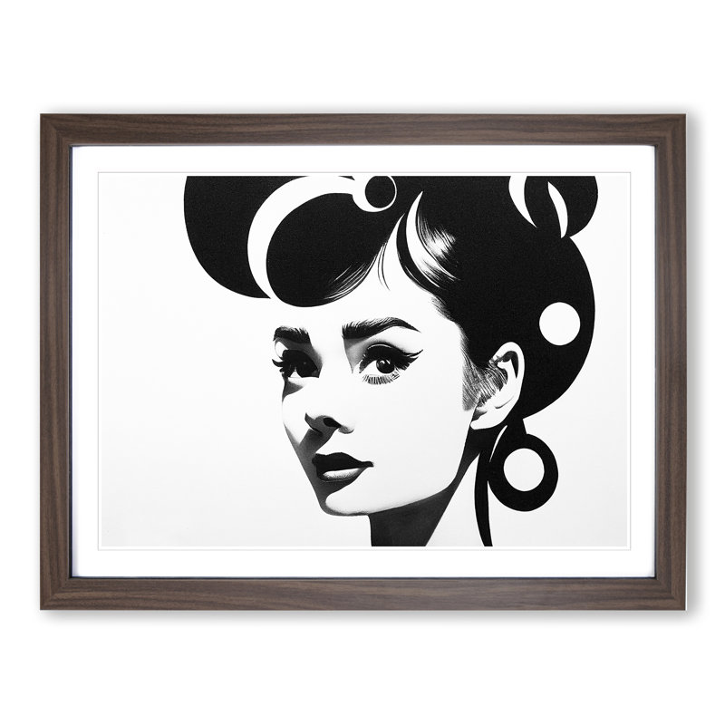 Audrey Hepburn Monochrome Vol.4 - Single Picture Frame Print, 46cm H x 64cm W x 2cm D, Walnut Framed