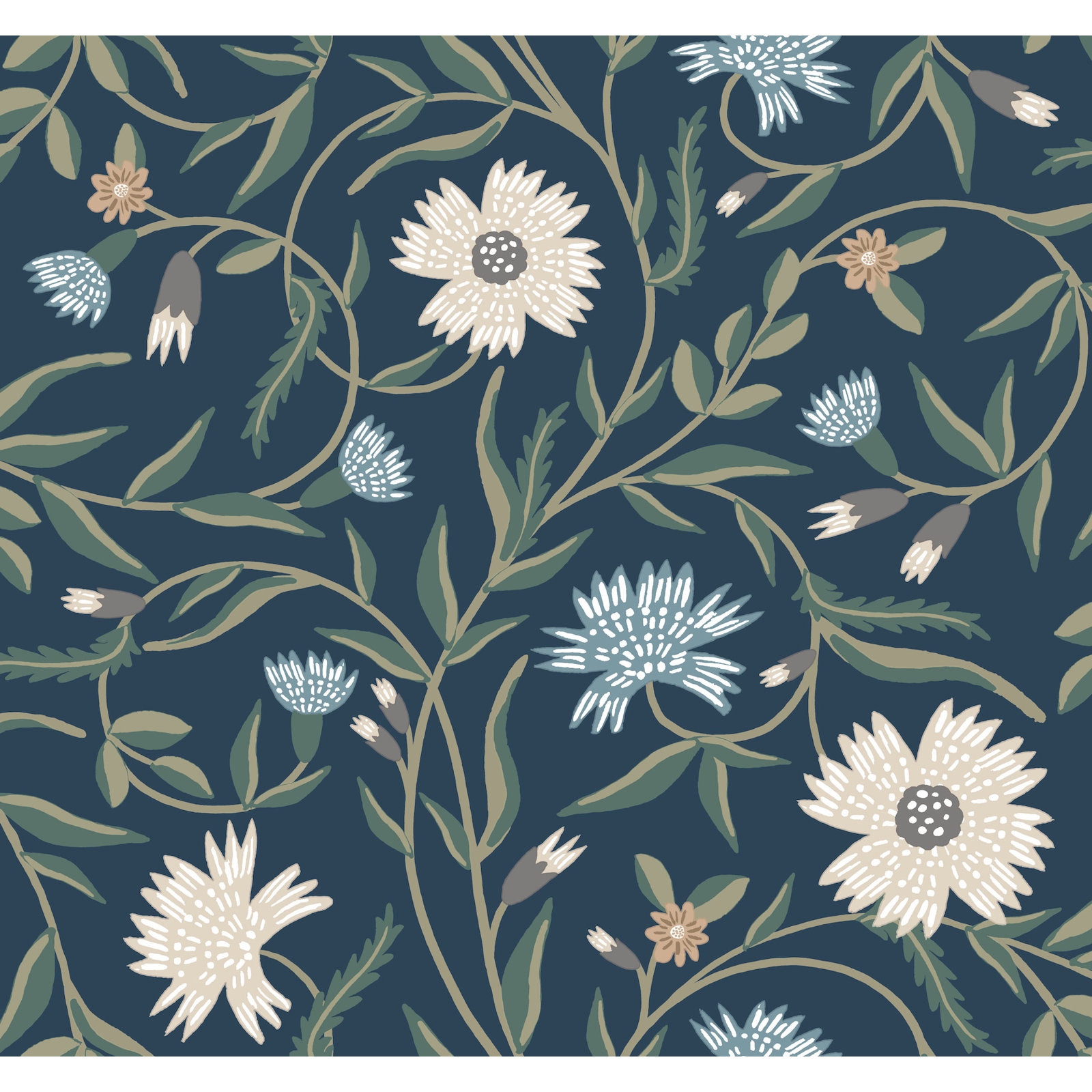 Aster Wallpaper Double Roll, Navy