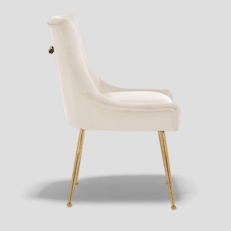 Chaise en velours Sheny, Velours beige