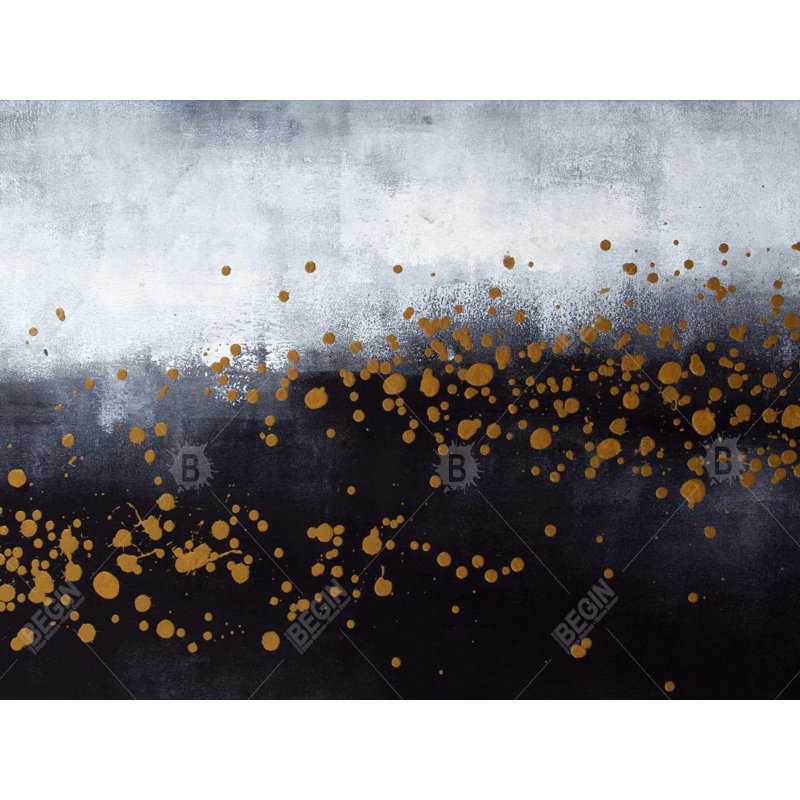 Polyester Sateen Duvet Cover, Twin Duvet, Blue Two Shades Of Gray With Gold Dots