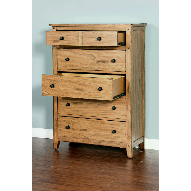 Commode 5 tiroirs Deniela , Chêne rustique