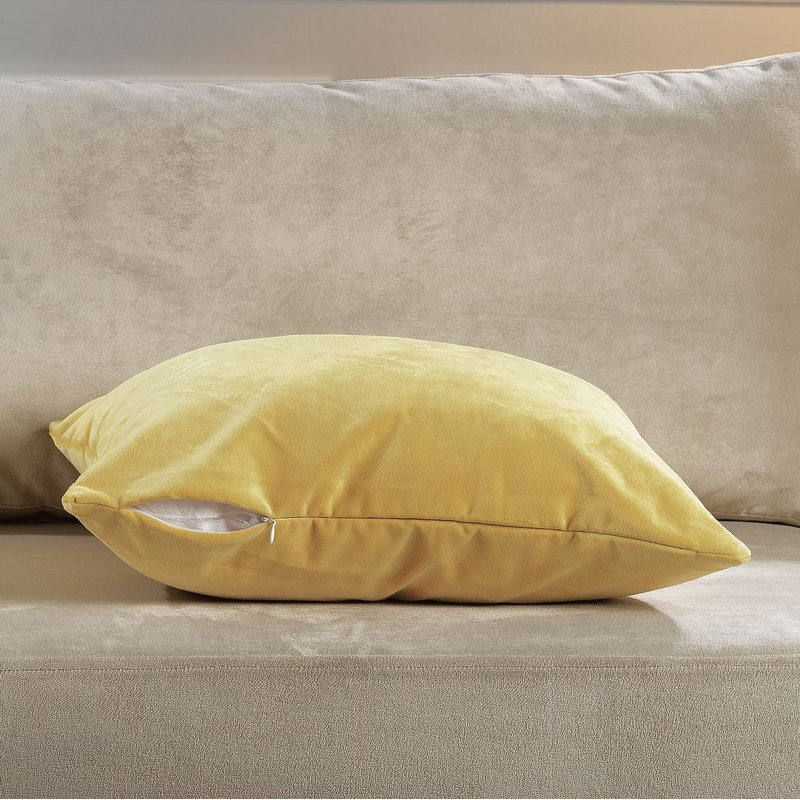 Housse de coussin en velours mat 1pc, Square 16", Citron
