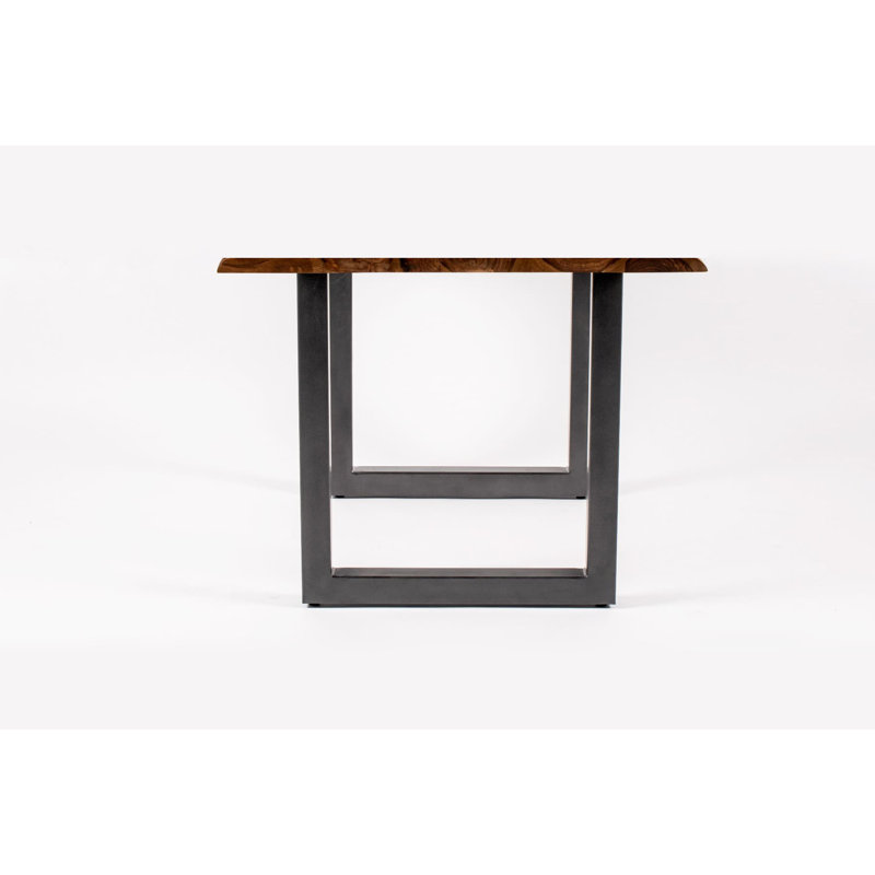 Solid Wood Top Metal Base Dining Table