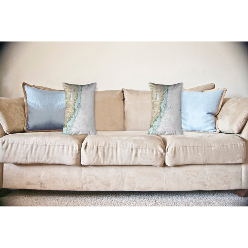 Nautical Map Outdoor Reversible Throw Pillow