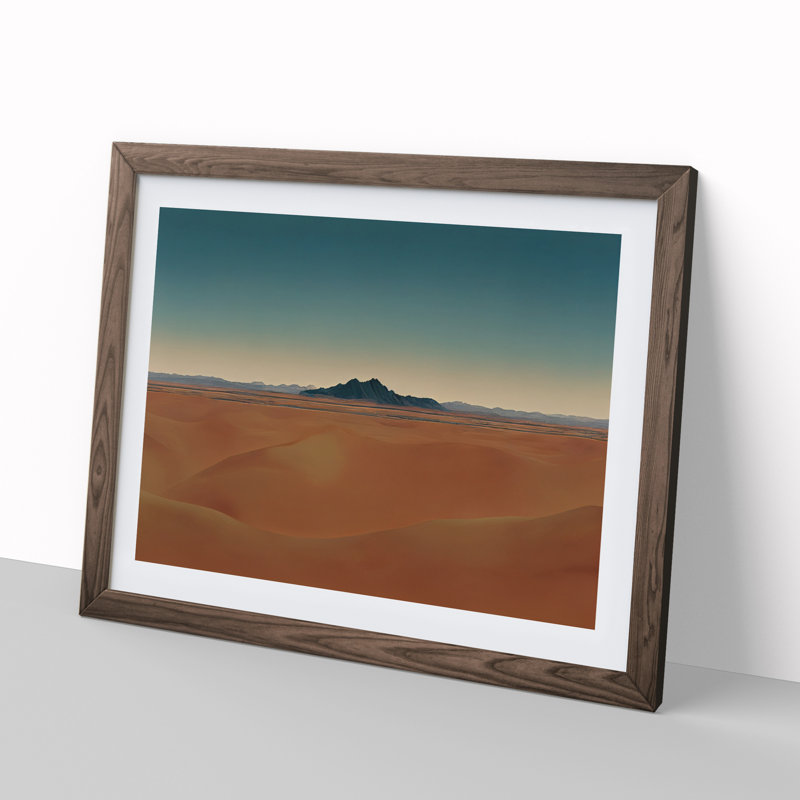 Animated Desert 1 Piece Single Picture Frame Wall Art, 46cm H x 64cm W x 2cm D, Walnut Framed