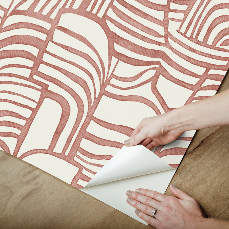 Papier peint adhésif en lin Featherwork, Rouge