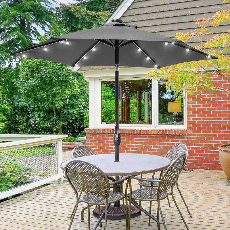 Parasol de marché éclairé Elbe, Gris anthracite