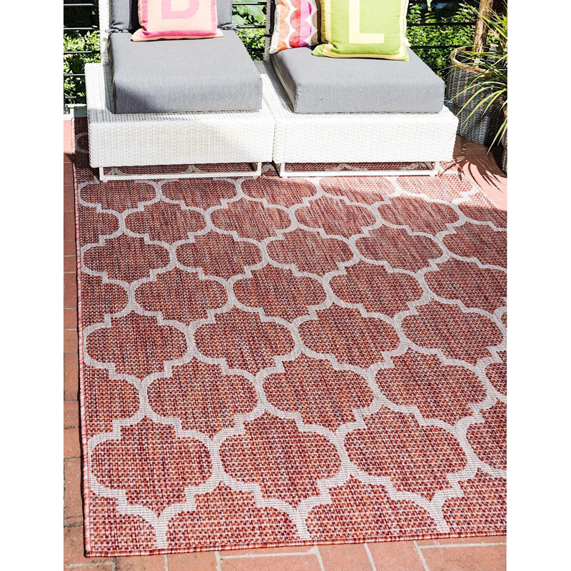 Tapis de véranda d'extérieur couleur brique, Rectangle 6 pi x 9 pi