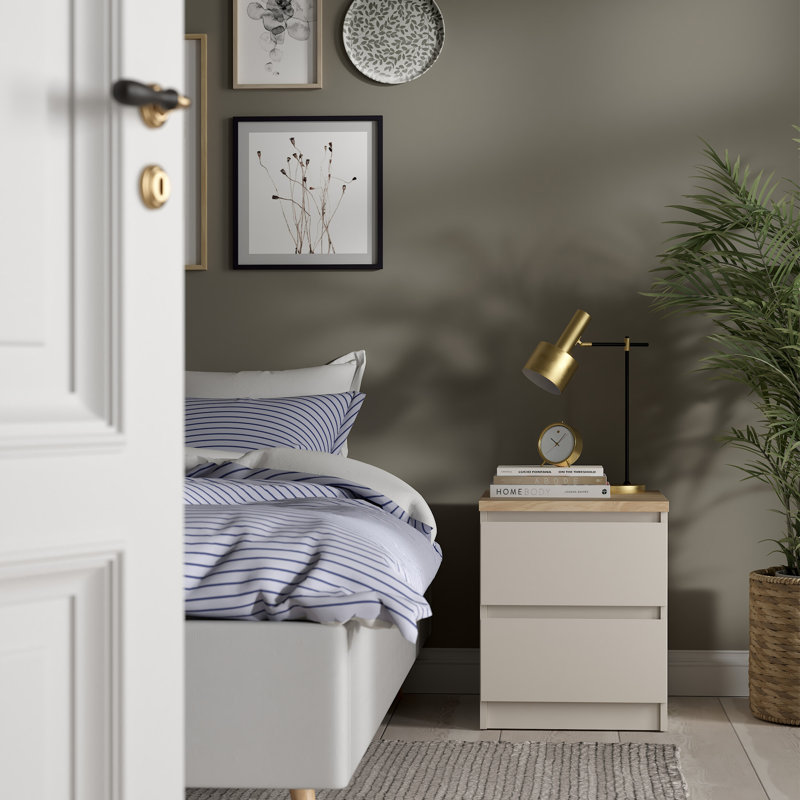 Bertraut 40.4cm W Manufactured Wood Bedside Table, Cashmere/Brown